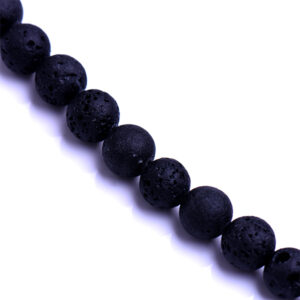 Piedra Lava Negra Bola 10mm 37cm aprox. (1 tira)