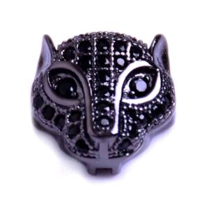 Micropave Cuenta Cara Lobo 11mm Black Nickel/Negro (1 pza)