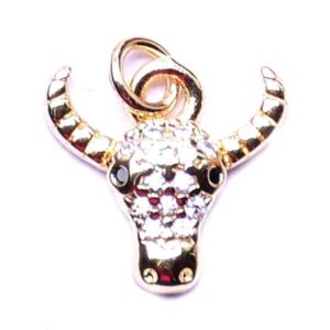 417-02 Micropave Dije Cabeza Buey 11mm Dorado (1 pza)