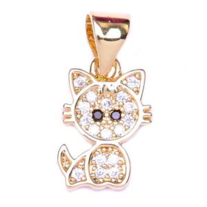 438-02 Micropave Dije Gato 13x8mm Dorado (1 pza)