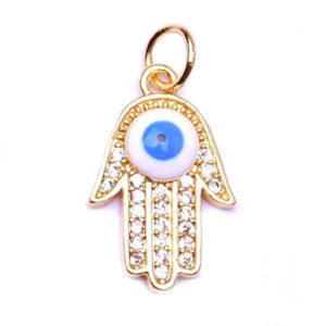 449-02 Micropave Mano Ojo Azul 12mm Dorado (1 pza)