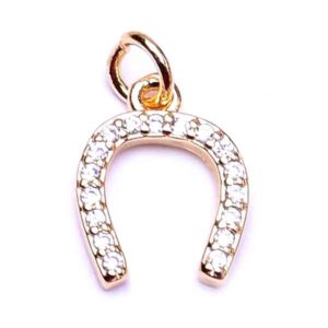 463-02 Micropave Dije Herradura 12mm Dorado (1 pza)