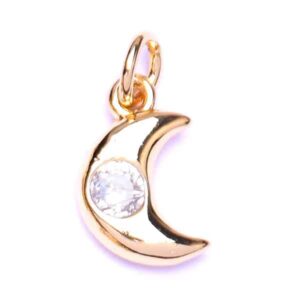 466-02 Micropave Dije Luna 7mm Dorado (1 pza)