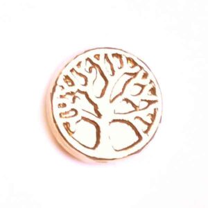 CDL340 Chapa Oro 18K Dije Circulo Arbol 10mm (2 pzas)