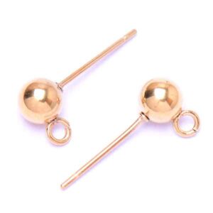 Acero Poste Bola 5mm Dorada (1 par)