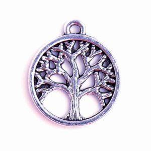 D.274 Pewter PA Dije Arbol Circulo 16mm  (5 pzas)