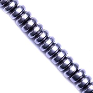 Hematita Rondel Plano 4x2mm Plateado 40cm aprox. (1 tira)