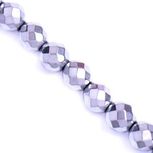 Hematita Bola Fac. 4mm Plateada 40cm aprox. (1 tira)