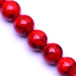 02-04 Calcita Bola 8mm Rojo 40cm aprox (1 tira)