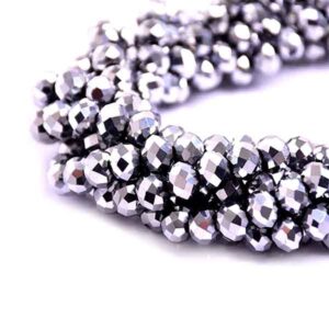 Cristal Rondel Fac. 2mm D-054 Plateado 40cm aprox. (1 tira)