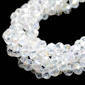 Cristal Rondel Fac. 6mm C-147AB Cristal AB 41cm aprox. (1 tira)