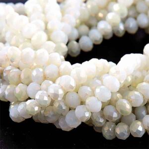 Cristal Rondel Fac. 8mm D-068AB Blanco Mate AB 40cm aprox. (1 tira)