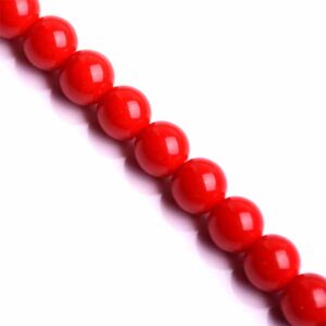 Cristal Liso No Teñido Bola 8mm 05-Rojo 39cm aprox. (1 tira)