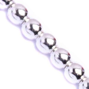 Hematita Bola 3mm Plateada Claro 40cm aprox. (1 tira)
