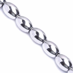 Hematita  Arroz 6x9mm Plateada 40cm aprox. (1 tira)