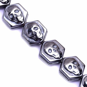 Hematita Hexagono Calavera 10mm Natural 38cm aprox (1 tira)