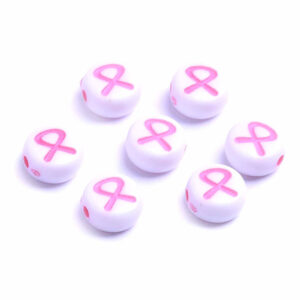 Acrilico Cuenta Lazo Disco 7mm Blanco/Rosa- 140pzas aprox (25 grms)