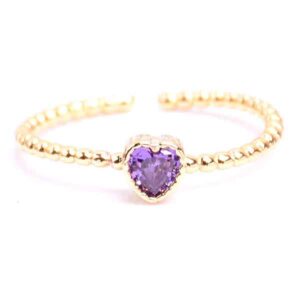 Micropave Anillo Corazon Lila Dorado (1 pza)