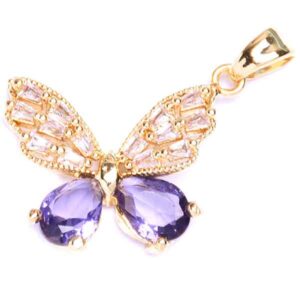 Micropave Dije Mariposa 14mm- Morado Dorado (1 pza)