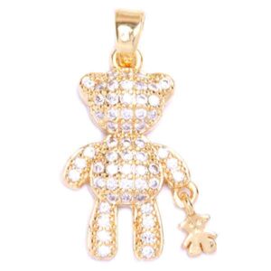 Micropave Dije Oso c/osito 20mm Dorado (1 pza)