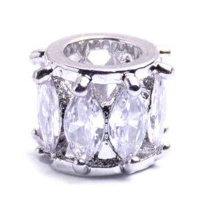 580-02 Micropave Cuenta Tubo Zirconias 8mm Plateado (1 pza)