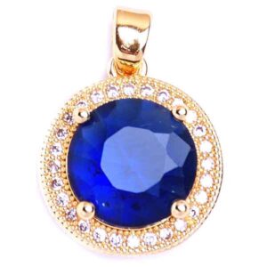 Micropave Dije Círculo Cobalto 14mm- Dorado (1 pza)