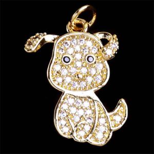 Micropave Dije Perrito 19mm- Dorado (1 pza)