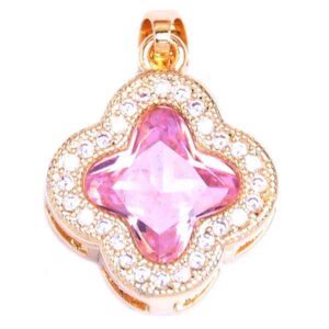 Micropave Dije Trebol Rosa 14mm (1 pza)