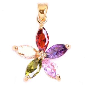 594-02 Micropave Flor Zirconias Multi 20mm Dorado(1 pza)