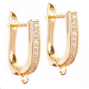 606-02 Micropave Arete Oval 1 Linea 18mm Dorado (1 par)