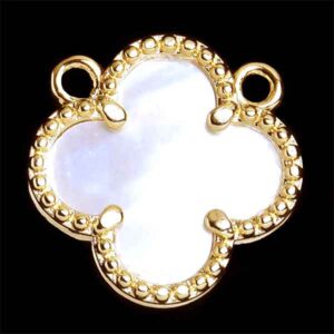 Chapa Oro Dije 2 arg. Trebol MadrePerla 20mm (1 pza)