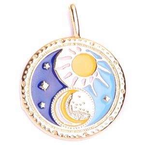 Chapa Esmalte Dije Luna Sol 24mm (1 pza)
