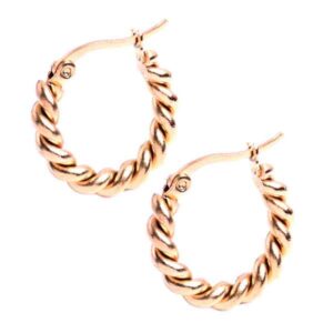 Acero Arracada Patente Trenza 20mm Dorada (1 par)