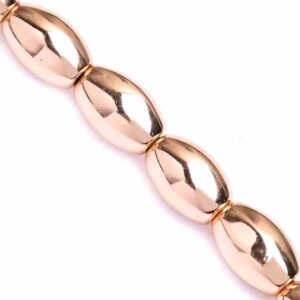 Hematita  Arroz 8x12mm Dorada- 40cm aprox. (1 tira)