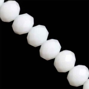 Cristal Rondel Fac. 6mm D140-Blanco Mate 41cm aprox.(1 tira)