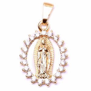 660-02 Micropave Virgen de Gpe.Oval 18mm Dorado (1 pza)