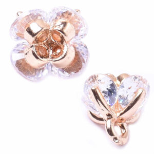 Chapa de Oro Dije Cristal Flor Cristal 10mm (1 pza)