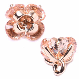 Chapa de Oro Dije Cristal Flor Champaing 10mm (1 pza)