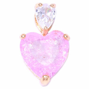 Chapa Oro Dije Corazon Rosa 20mm (1 pza)