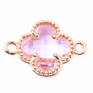 Chapa de Oro Sep. Cristal Trebol Rosa 11mm (1 pza)