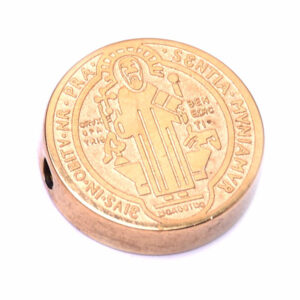 Acero Medalla Transversal San Benito Dorada 13mm (1 pza)