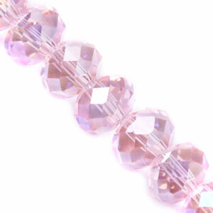 02-02 Rosenthel Cristal Rondel Fac. 8mm Rosa AB 20cm aprox.(1 tira)