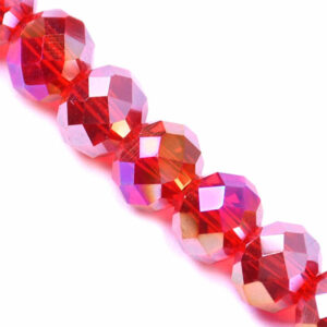 02-03 Rosenthel Cristal Rondel Fac. 8mm Rojo AB  20cm aprox.(1 tira)