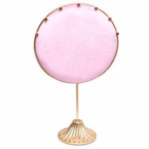 Exhibidor Circulo Grande Terciopelo Rosa 36x21x10cm  (1 pza)