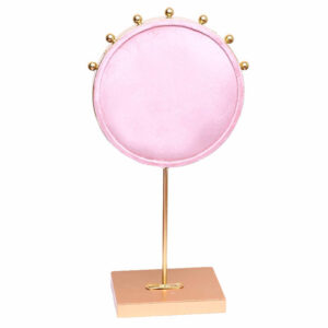 Exhibidor Circulo Chico Terciopelo Rosa 27x16x11cm (1 pza)