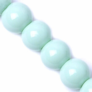 03-10 Cristal Liso Pastel Bola 8mm Verde Pistache 39cm aprox.(1 tira)