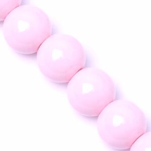 03-02 Cristal Liso Pastel Bola 8mm Rosa  39cm aprox (1 tira)