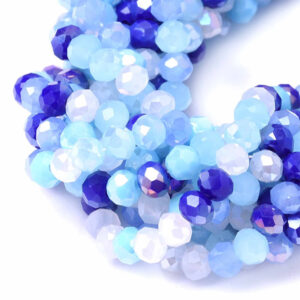 19 Cristal Rondel 3x4mm  Mix Azul/Celeste 44cm aprox  (1 tira)