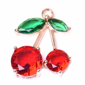 Chapa de Oro Dije Cereza Cristales 20mm (1 pza)