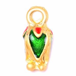 02 Dije Capullo Verde/ Rojo 10mm Dorado  (1 pza)